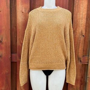 Universal Thread Marled Knit Crewneck Slouchy Sweater Mustard Gold S